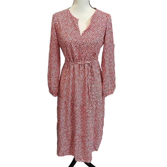 Isabel Maternity Womens Long Sleeve Tie-Waist Maternity Dress Pink Polka Dot XS - Picture 1 of 4